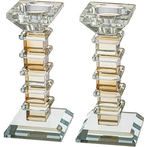 Elegant Crystal Candlesticks Gold