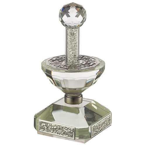 Crystal Dreidel with attached Base With Metal Plaque N.G.H.POH