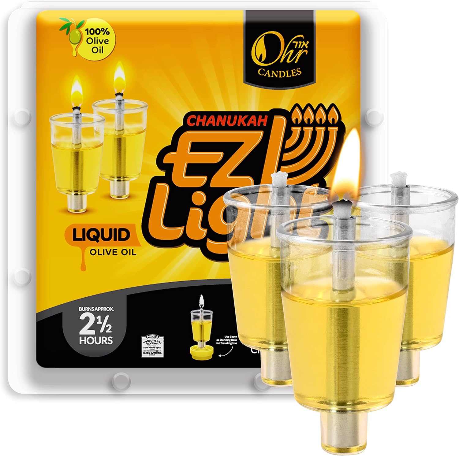 Chanukah olive oil cup E-Z Light Pre Filled Liquid Oil Set of 44