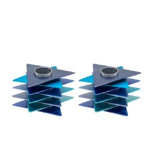 Candlesticks 2 Piece Set Magen David Design Blue