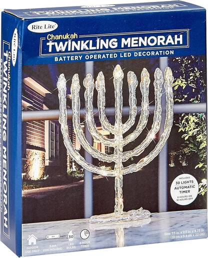 LED Twinkling Menorah Decoration