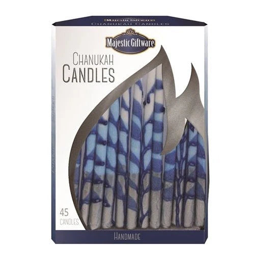 Chanukah Candles - Executive Collection - Blue/White/Silver -45 Pack