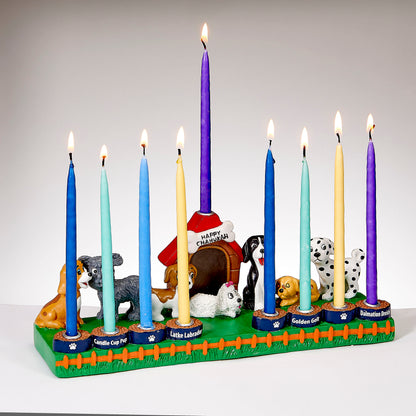 Hand Painted Resin Menorah for Dog Lovers