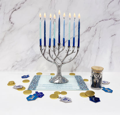 "Tree of Life" Tempered Glass Menorah Drip Tray