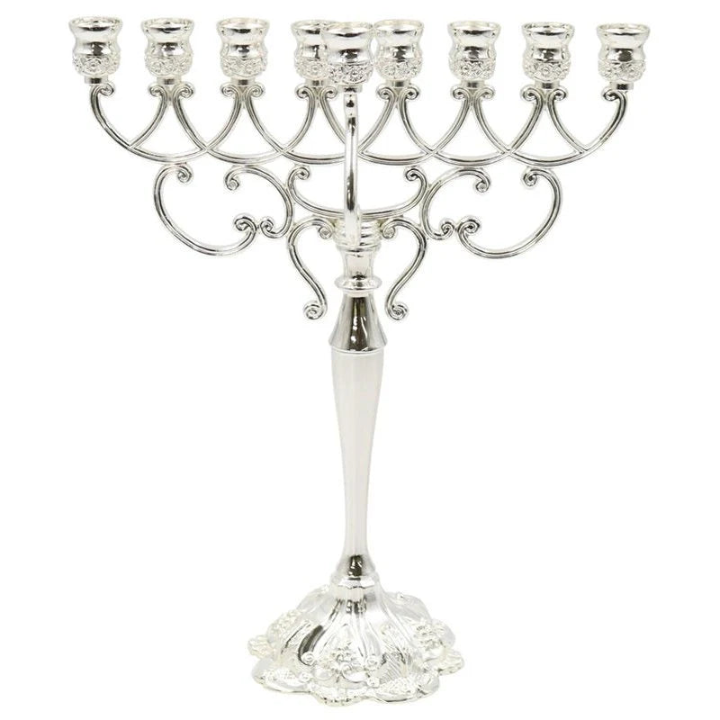 Menorah Silver Plated - Oil and Candle Menorah