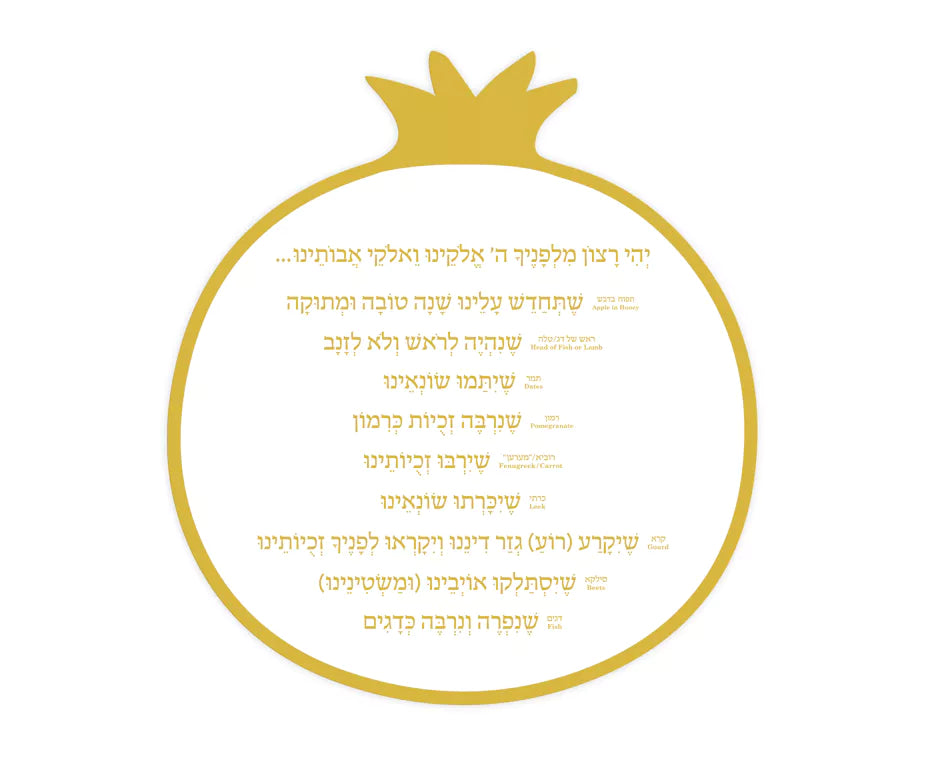 Pomegranate  Rosh Hashanah Simanim Card - Gold