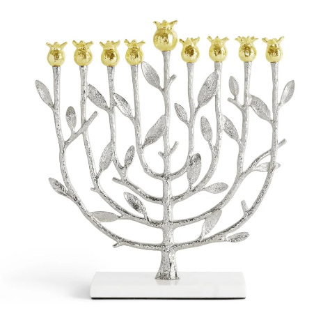 Pomegranate Silver & Gold Menorah