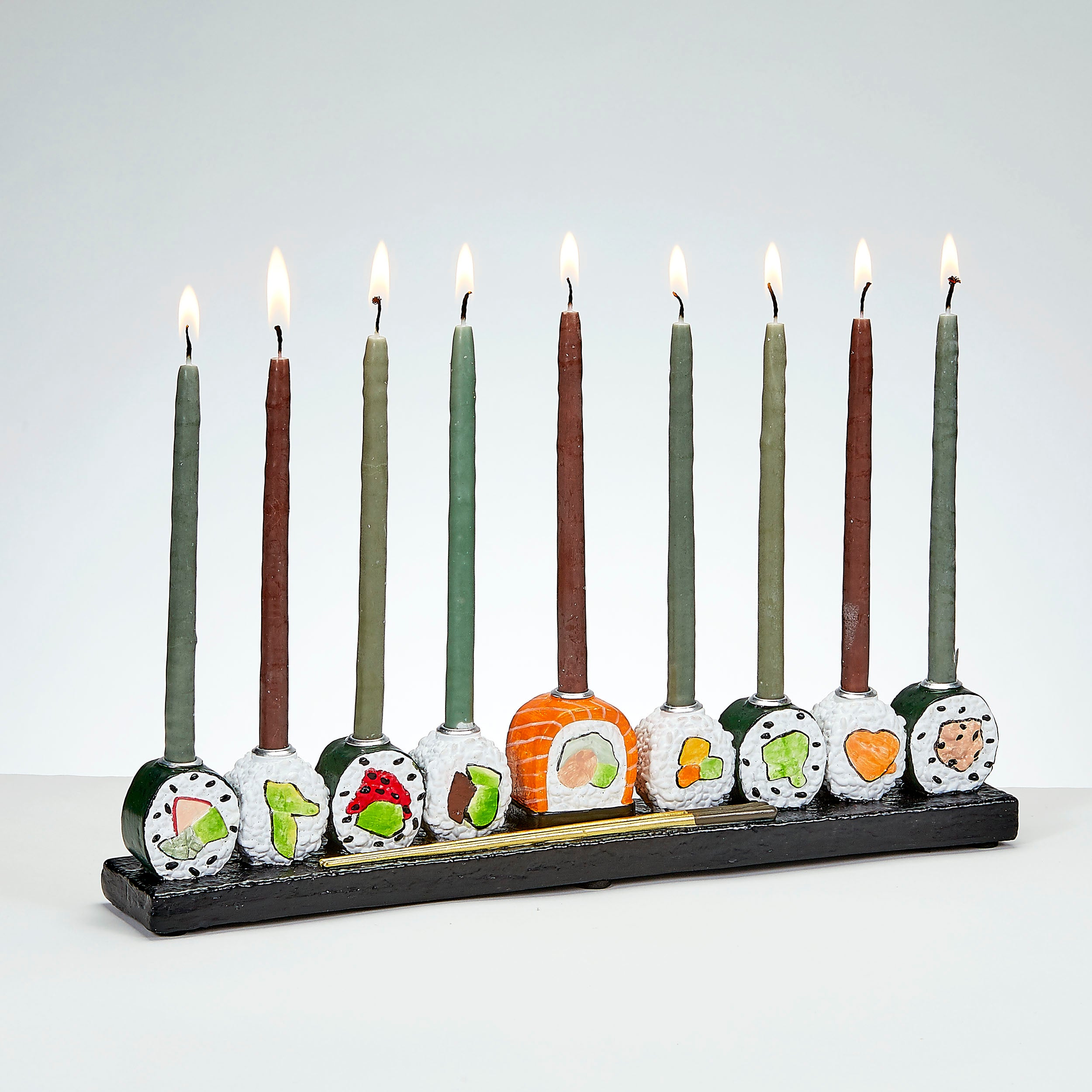 Sushi Menorah Hand-Painted Resin