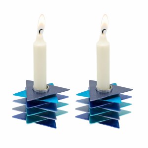 Candlesticks 2 Piece Set Magen David Design Blue