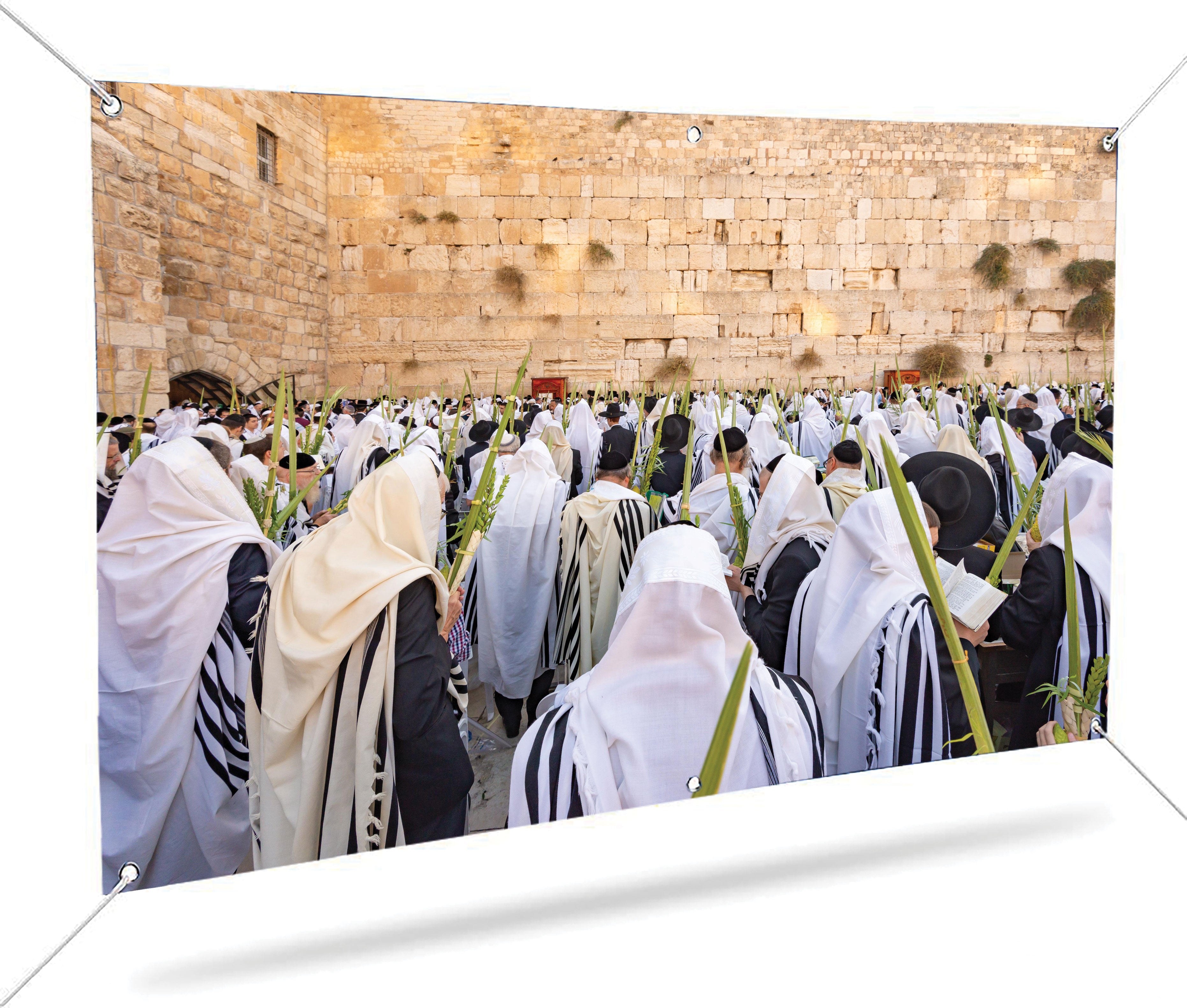 Kotel Shaking Lulav and Etrog - Sukkah Wall Mural "Premium Vinyl"