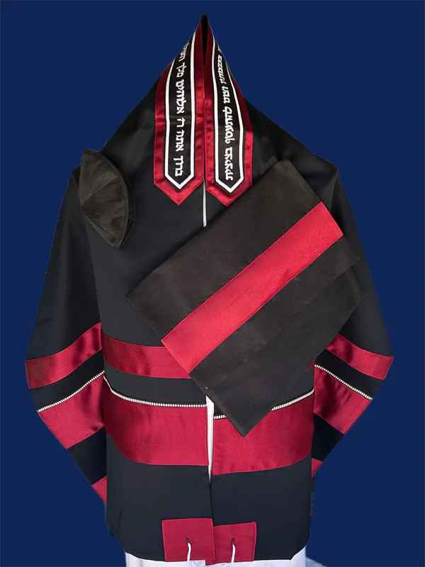 Elegant Black and Red Strip Tallit