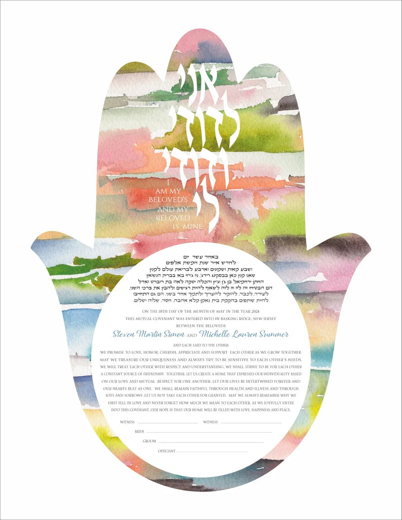 Watercolor Hamsa Ketubah