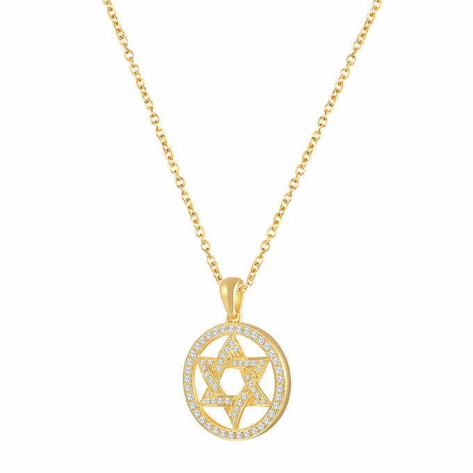 Star of David Pendant - 14kt Gold - I Color Diamond, Round Brilliant 0.25 ctw VS2 Clarity