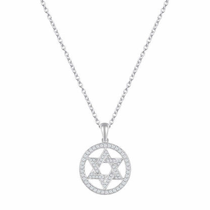 Star of David Pendant - 14kt Gold - I Color Diamond, Round Brilliant 0.25 ctw VS2 Clarity