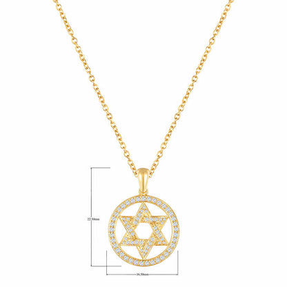 Star of David Pendant - 14kt Gold - I Color Diamond, Round Brilliant 0.25 ctw VS2 Clarity