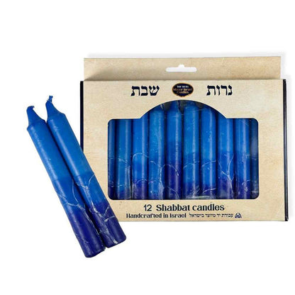 Safed Shabbat Candles Dark Blue