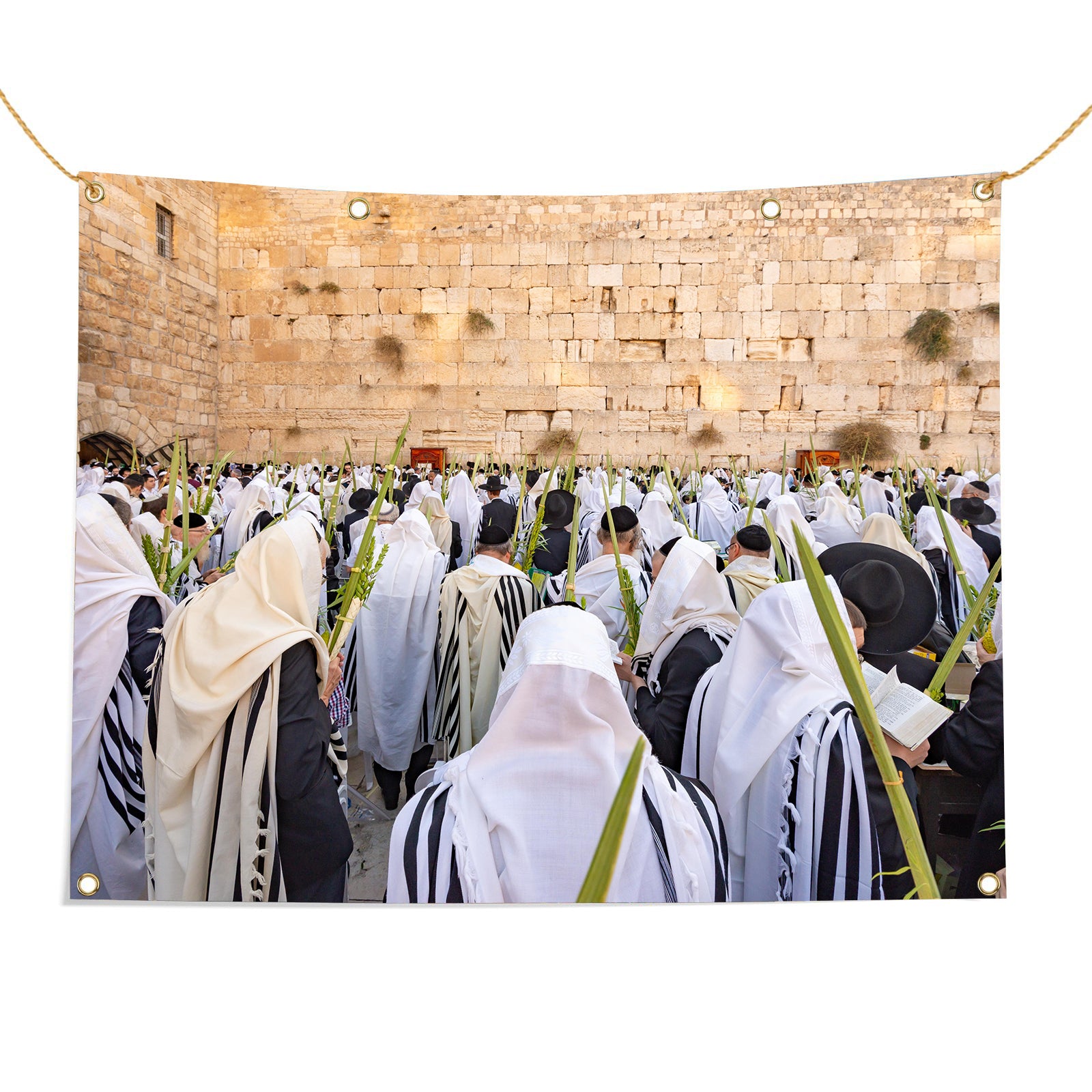 Kotel Shaking Lulav and Etrog - Sukkah Wall Mural "Premium Vinyl"