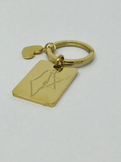 Bring Them Home - Israel Flag Blessing Keychain Gold