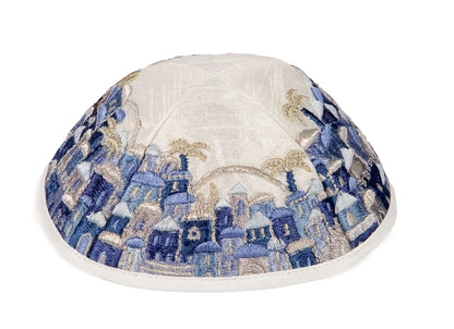 Embroidered Jerusalem Tallit Blue