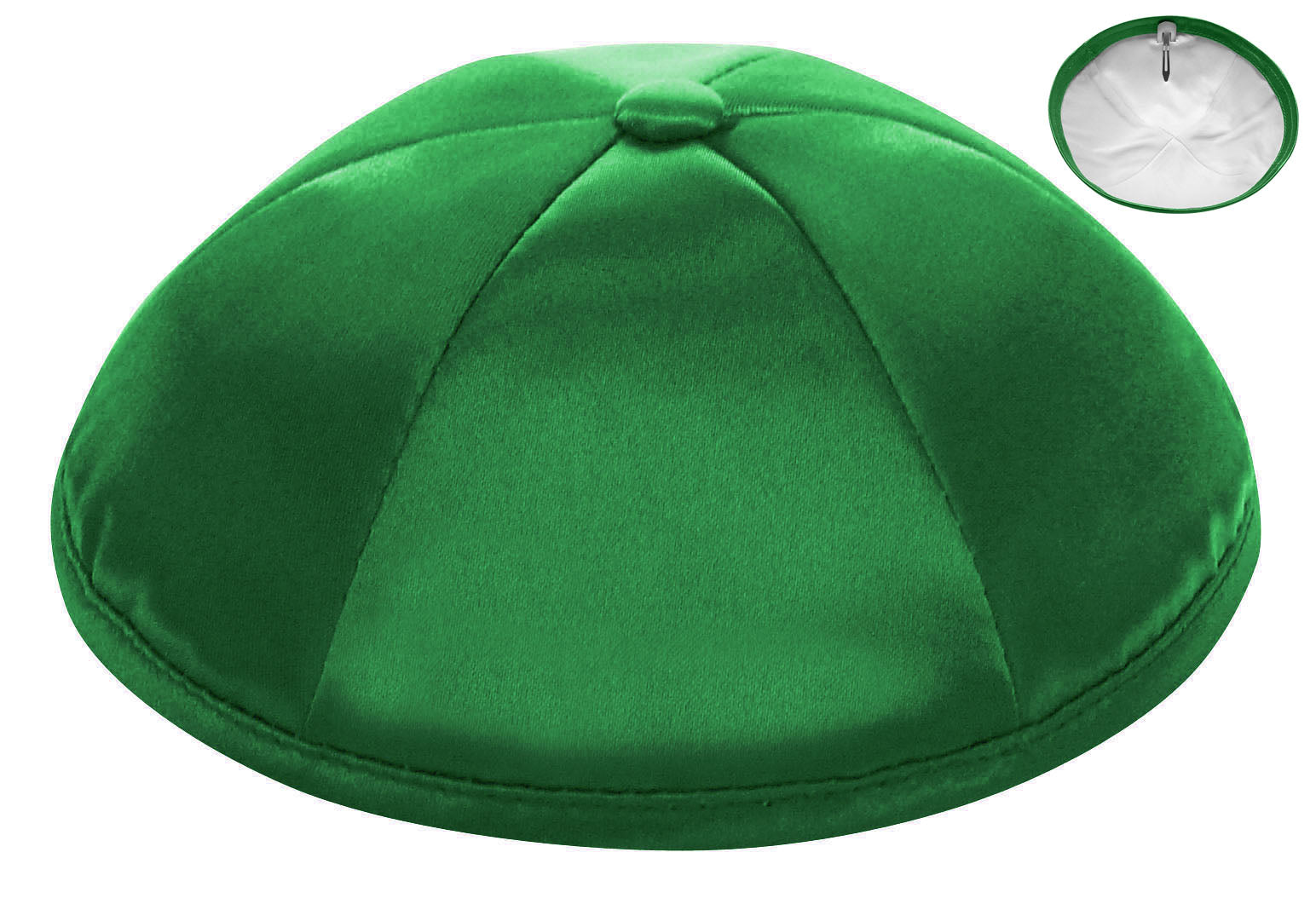 Kelly Green Deluxe Satin Kippah - Per Piece Kippot / Yarmulkes - Mitzvahland.com All your Judaica Needs!