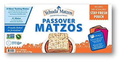 Yehuda Passover Matzos, 5 - 1 lb Packages with one Resealable Stay-Fresh Pouch, Baked Fresh for 2025