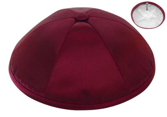 Burgundy Deluxe Satin Kippah  - Per Piece Kippot / Yarmulkes - Mitzvahland.com All your Judaica Needs!