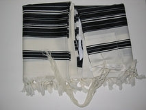 Talit Chabad Size 60 - Black White with Stripes