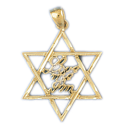 14K Gold Star of David "Love Me I'm" Jewish Pendant Jewelry - Mitzvahland.com All your Judaica Needs!