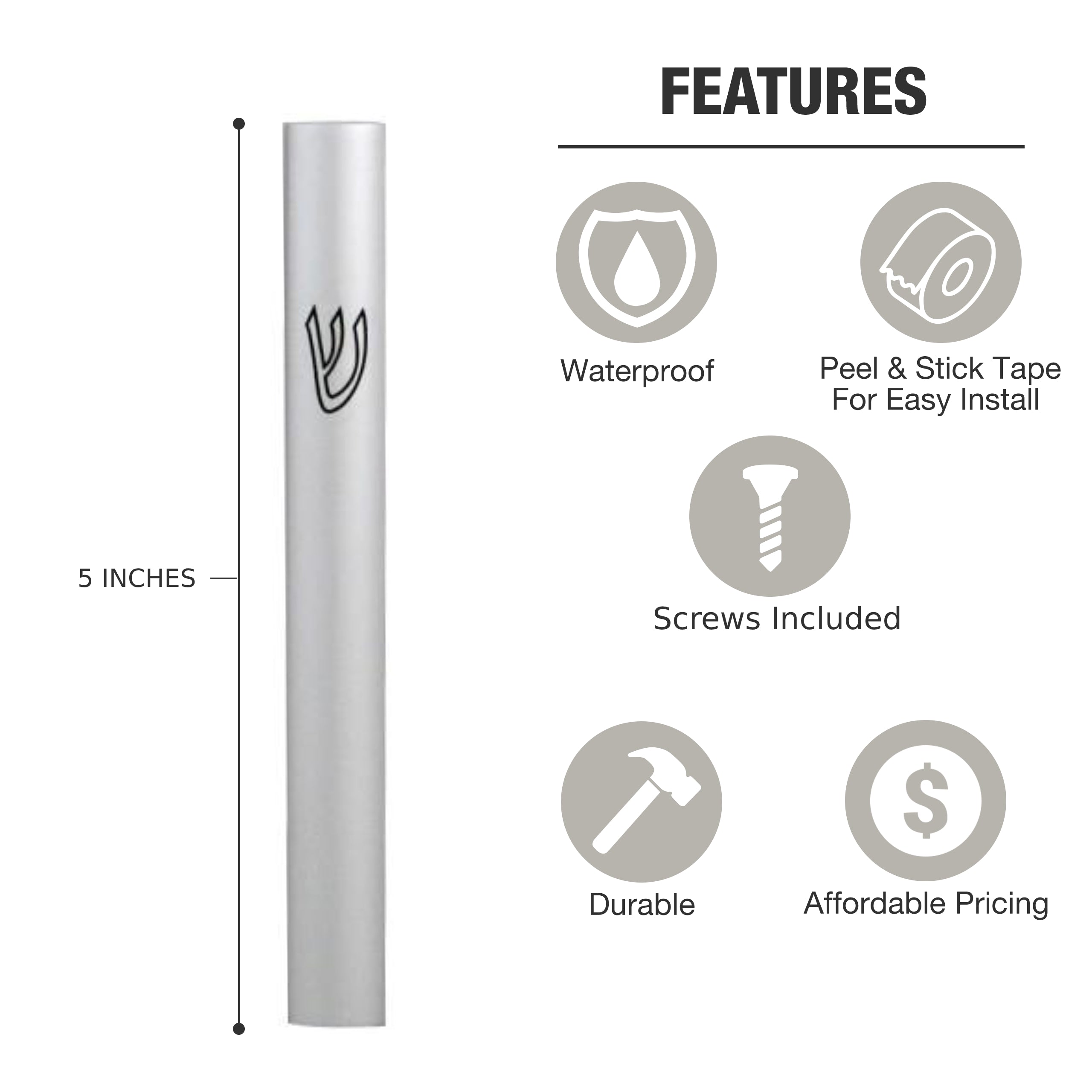 Silver Aluminum  Mezuzah