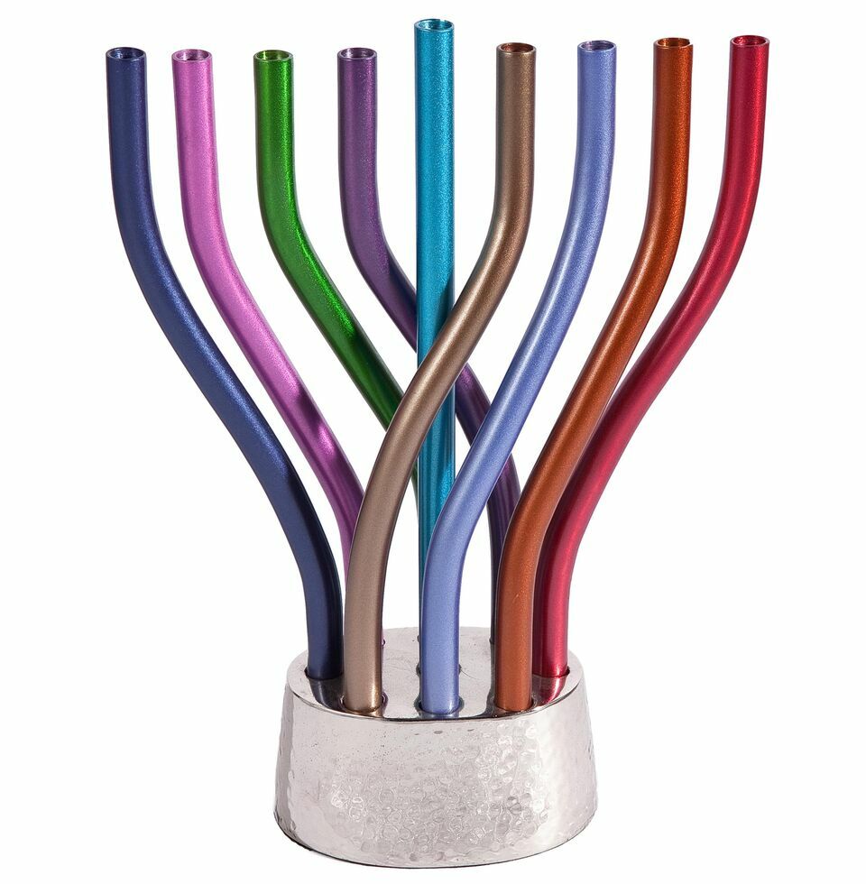 Anodized Flame Menorah Multicolor by Emanuel