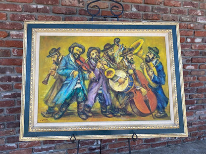 Musicians Klezmer Jewish Art Hand Painting