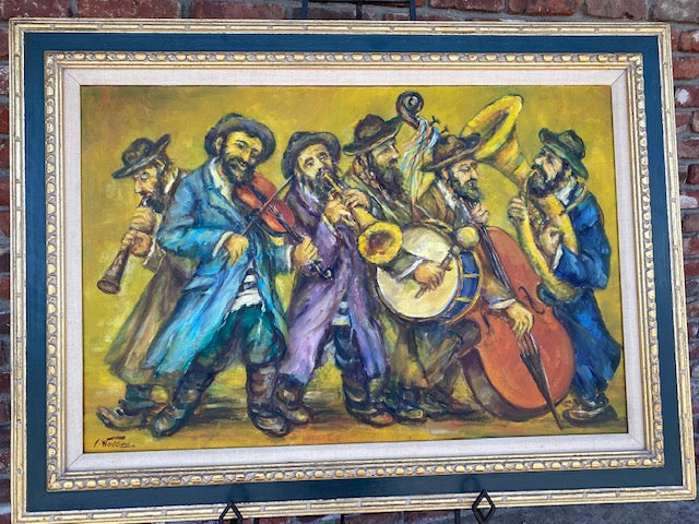 Musicians Klezmer Jewish Art Hand Painting