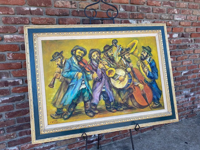 Musicians Klezmer Jewish Art Hand Painting