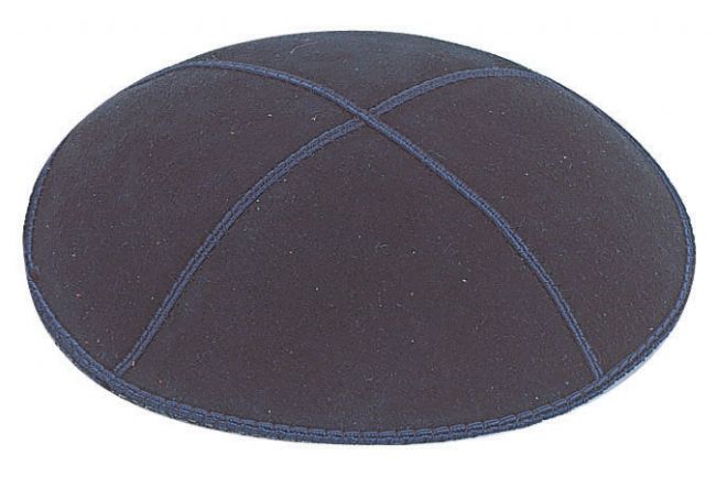 Navy Blue Suede Kippah