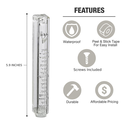 Shema Yisrael Transparent Mezuzah - Silver