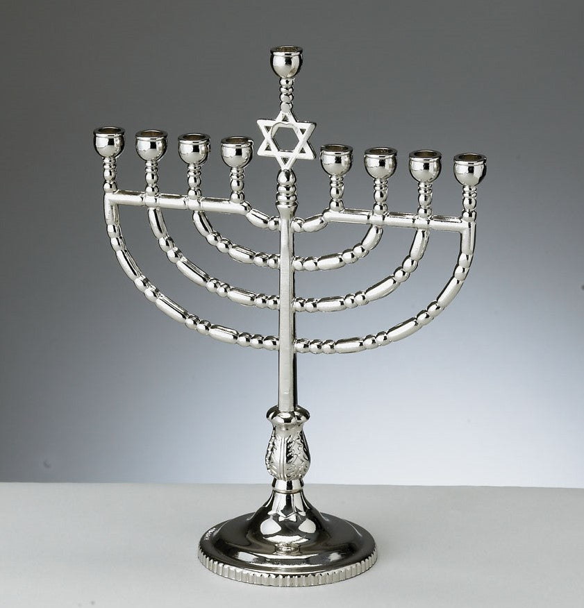 Traditional Menorah - Silver tone Finish - Large