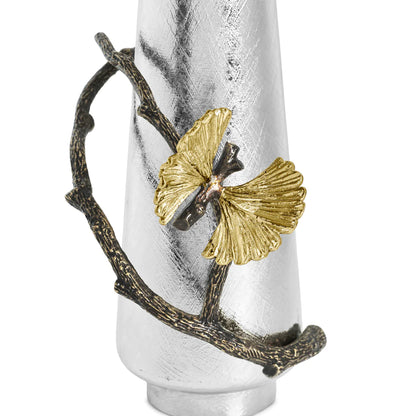 Butterfly Ginkgo Silver Candleholders