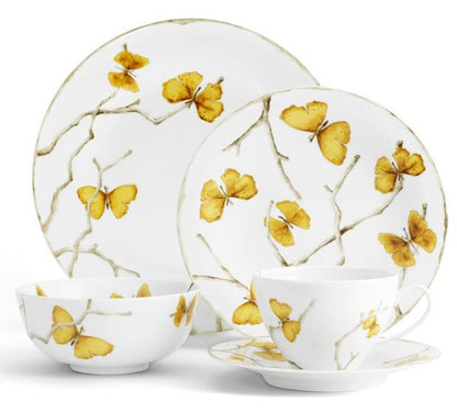 Butterfly Ginkgo Gold Dinnerware - 5 Piece Setting - FREE SHIPPING